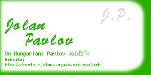 jolan pavlov business card